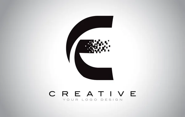 Carta Inicial Logo Design Com Pixels Digitais Cores Preto Branco — Vetor de Stock