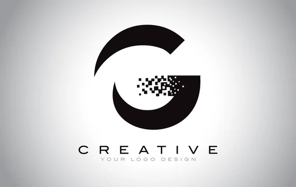 Eerste Letter Logo Design Met Digitale Pixels Zwart Wit Kleuren — Stockvector