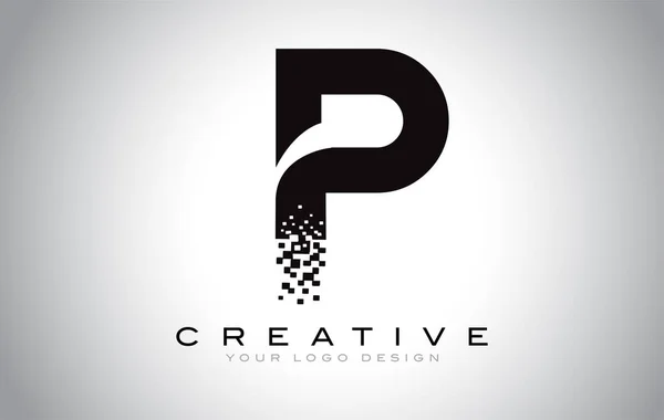 Початкова Літера Дизайн Логотипу Цифровими Пікселями Чорно Білих Кольорах — стоковий вектор