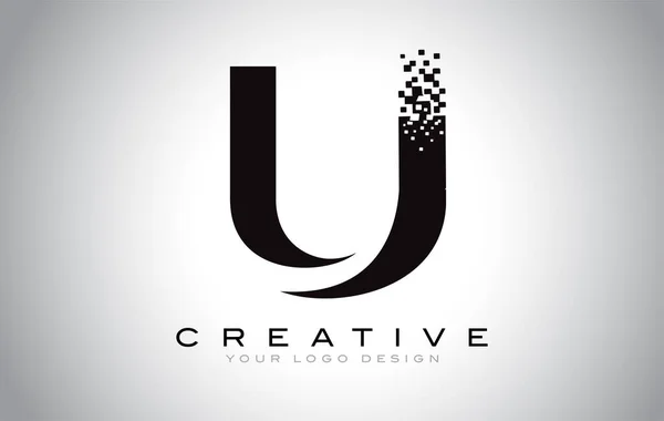 Initial Letter Logo Design Digital Pixels Black White Colors — стоковий вектор