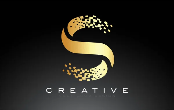 Diseño Inicial Del Logotipo Letra Con Píxeles Digitales Colores Dorados — Archivo Imágenes Vectoriales