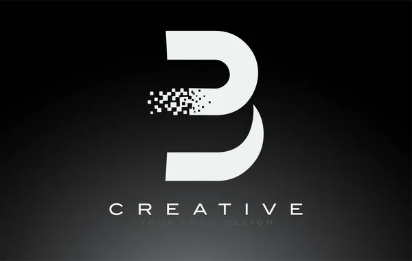 Design Initial Logo Lettre Avec Pixels Numériques Noir Blanc — Image vectorielle