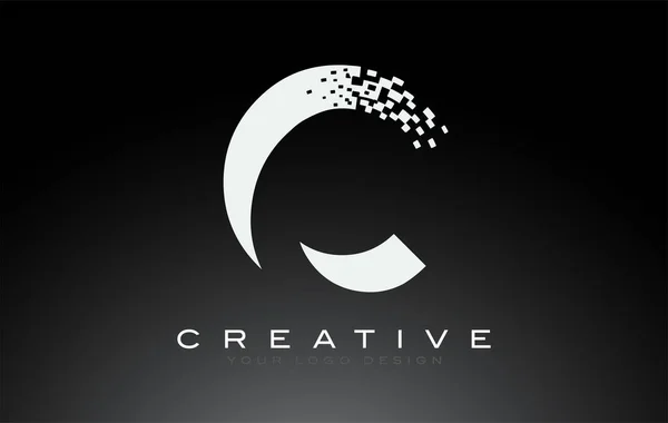 Lettre Initiale Logo Design Avec Pixels Numériques Noir Blanc — Image vectorielle