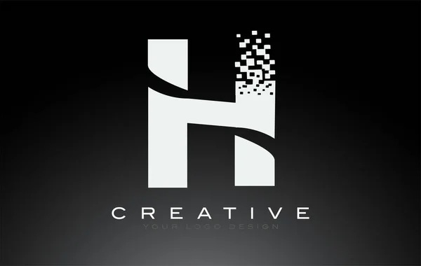 Lettre Initiale Logo Design Avec Pixels Numériques Noir Blanc — Image vectorielle