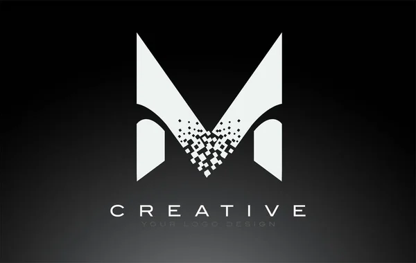 Lettre Initiale Logo Design Avec Pixels Numériques Noir Blanc — Image vectorielle