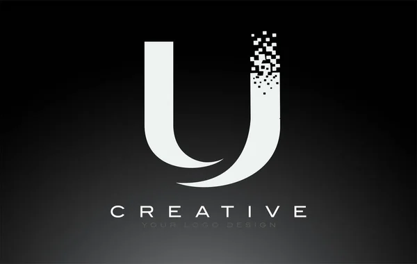 Initial Letter Logo Design Digital Pixels Black White Colors — Stock Vector