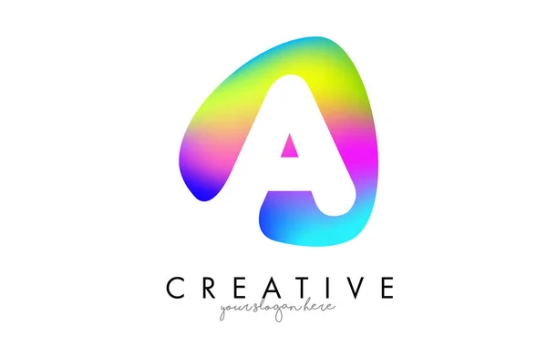 Colorful Rainbow Letter Logo Design Oval Shape — стоковий вектор