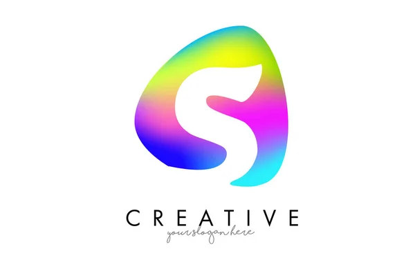 Kolorowy Tęcza List Logo Design Owalnym Kształcie — Wektor stockowy
