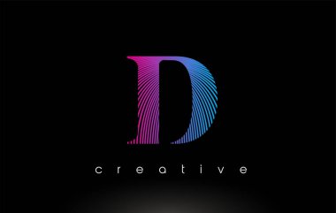 Çoklu Satır ve Mor Mavi Renkli D Logosu Tasarımı.