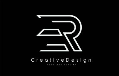 ER E R Harf Logosu Beyaz Renkler Tasarımı.