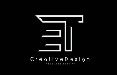 ET E T Harf Logosu Beyaz Renkler Tasarımı. 