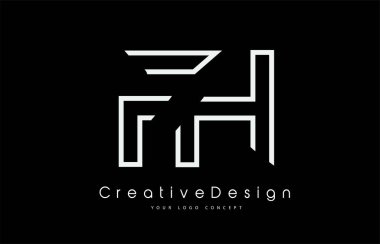 FH H Harf Logosu Beyaz Renkler Tasarımı.