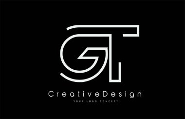 Beyaz Renkli GT T Harf Logosu Tasarımı. 