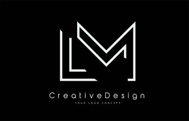 LM L M Harf Logosu Beyaz Renkler Tasarımı. 