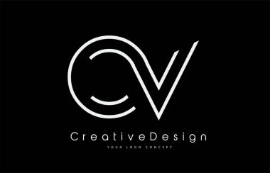 OV O V Beyaz Renkli Harf Logosu Tasarımı. 