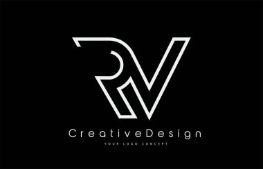 Karavan R V Harf Logosu Beyaz Renkler Tasarımı. 