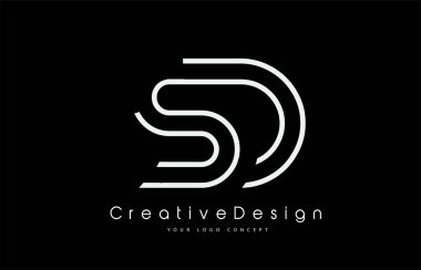 SD S D Harf Logosu Beyaz Renkler Tasarımı.