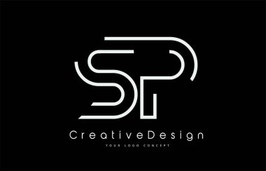 SP S P Harf Logosu Beyaz Renkler Tasarımı. 