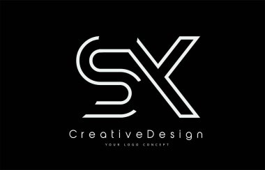 Beyaz Renkli SX X Harf Logosu Tasarımı.