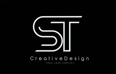 ST S T Harfi Logo Tasarımı Beyaz Renkler. 