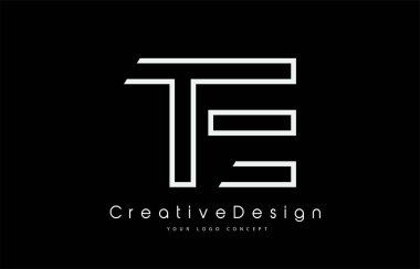 TE T E Harf Logosu Beyaz Renkler Tasarımı. 