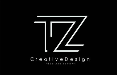 Beyaz Renkli TZ Harf Logosu Tasarımı. 