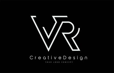 Beyaz Renkli VR Harf Logosu Tasarımı. 