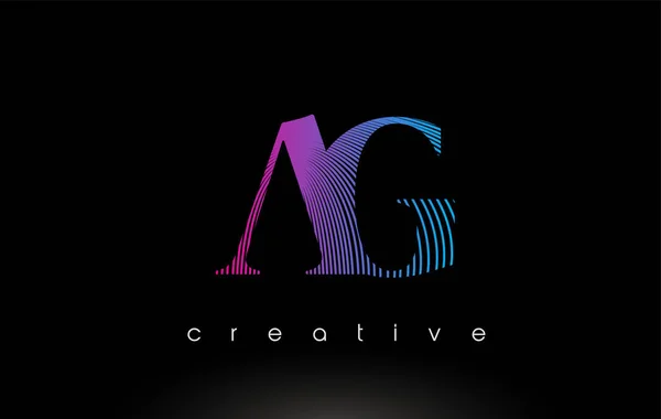 Logo Design Con Linee Multiple Colori Blu Viola — Vettoriale Stock