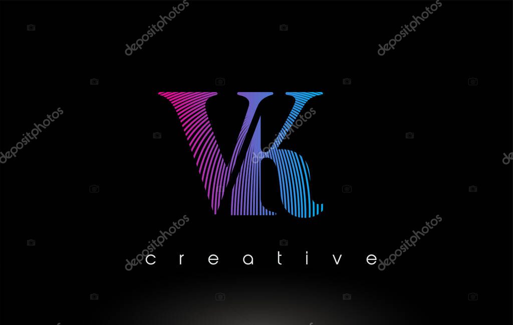 VK Logo Design With Multiple Lines and Purple Blue Colors.