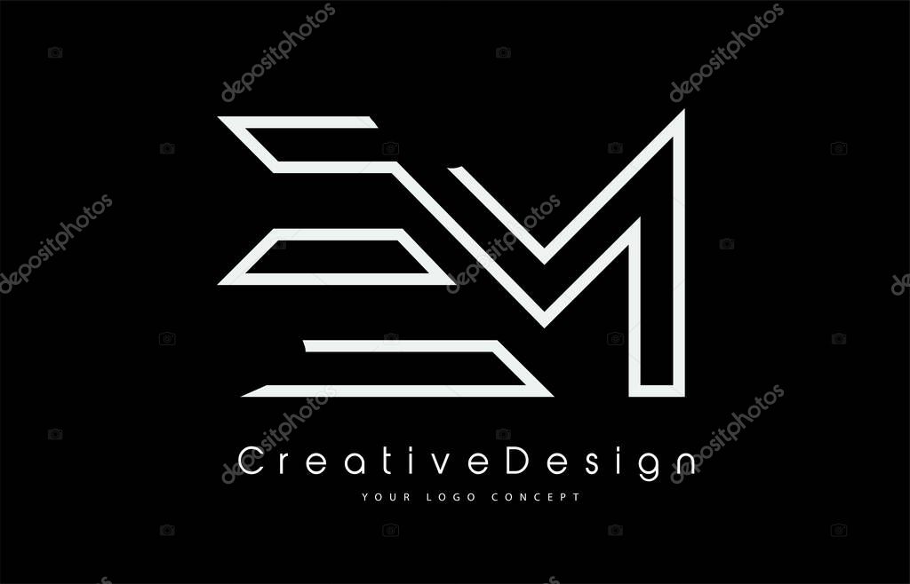 EM E M Letter Logo Design in White Colors.