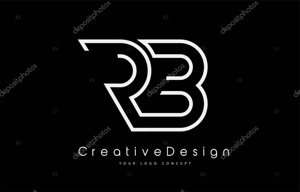RB R B Letter Logo Design in White Colors.