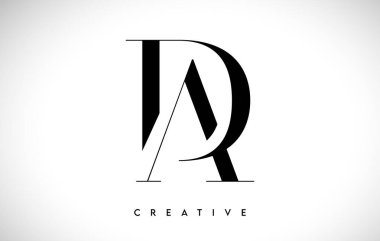 DA Sanatsal Harf Logosu Tasarımı Siyah ve Beyaz Renk Vektör İllüstrasyonlu Serif Yazıtipi