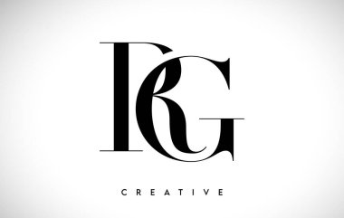 RG Sanatsal Harf Logosu Tasarımı Siyah ve Beyaz Renk Vektör Resimleriyle Serif Yazıtipi