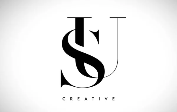 黒と白のセリフフォントで米国の芸術文字のロゴのデザインベクトルイラスト — ストックベクタ