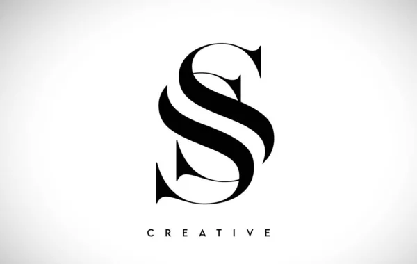 Carta Artística Logo Design Com Fonte Serif Preto Branco Cores — Vetor de Stock
