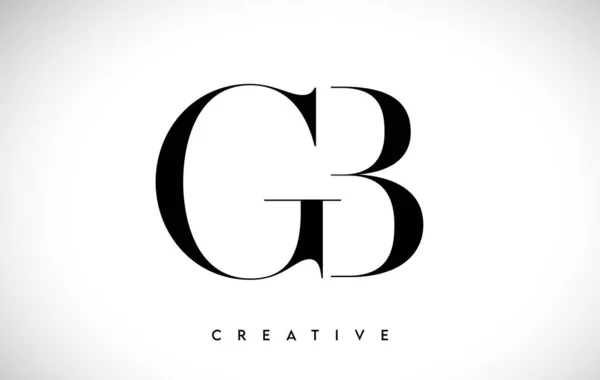 Gbアーティスティックレターロゴデザインとセリフフォントの白黒画像ベクトルイラスト — ストックベクタ