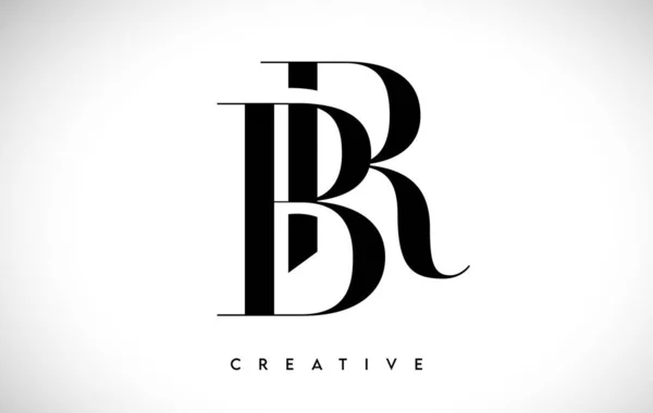 Carta Artística Diseño Logo Con Serif Font Colores Blanco Negro — Vector de stock