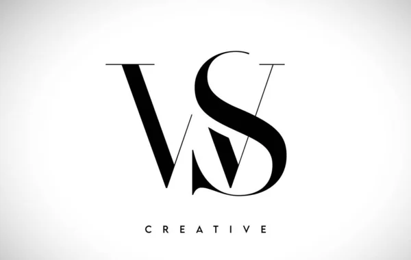 黒と白のセリフフォントのWsアーティスティックレターのロゴデザインベクトルイラスト — ストックベクタ