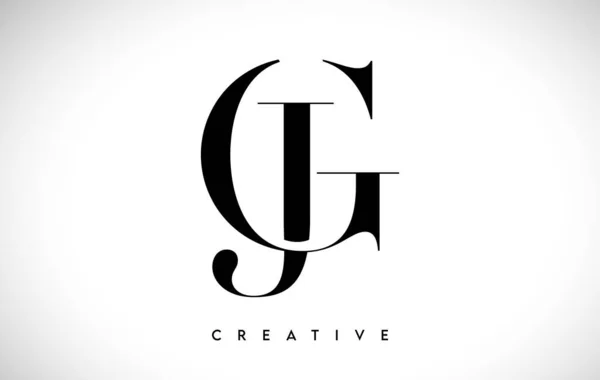 Carta Artística Diseño Logo Con Serif Font Colores Blanco Negro — Vector de stock