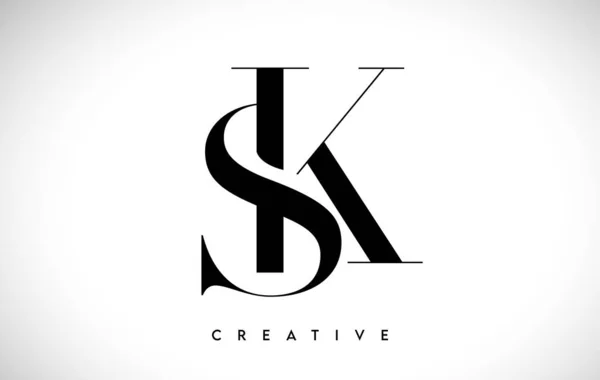 Artistic Letter Logo Design Serif Font Black White Colors Vector — Stock Vector