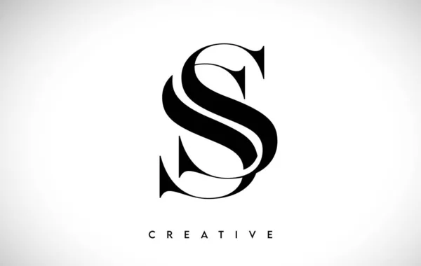 Carta Artística Logo Design Com Fonte Serif Preto Branco Cores — Vetor de Stock