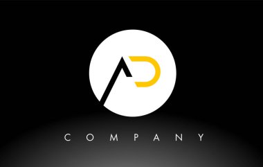 Siyah ve Sarı AD logosu. Harf Tasarım Vektörü.