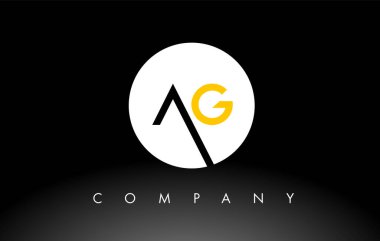 Siyah ve Sarı AG logosu. Harf Tasarım Vektörü.