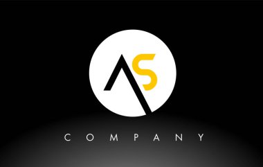 Siyah ve Sarı AS logosu. Harf Tasarım Vektörü.
