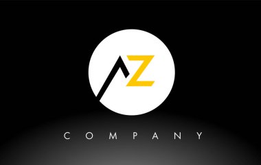 Siyah ve sarı AZ logosu. Harf Tasarım Vektörü.