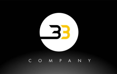 Siyah ve Sarı BB logosu. Harf Tasarım Vektörü.