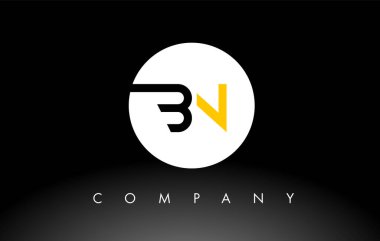 Siyah ve Sarı BN logosu. Harf Tasarım Vektörü.