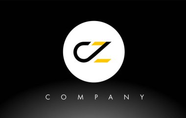 Siyah ve Sarı CZ logosu. Harf Tasarım Vektörü.