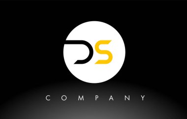 Siyah ve Sarı DS Logosu. Harf Tasarım Vektörü.