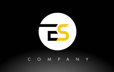 Siyah ve Sarı FS logosu. Harf Tasarım Vektörü.